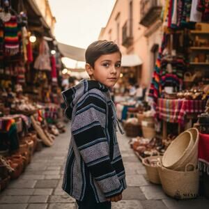 Mexican Baja hoodie  poncho Size 4 16 x 18